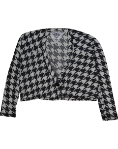 Детский жаккардовый кардиган в черно-белую собачью клетку T2love