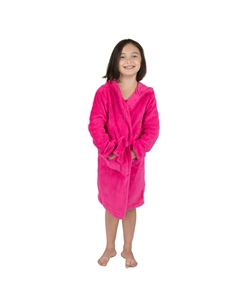 Детский флисовый халат с капюшоном Classic однотонный, розовый Leveret
