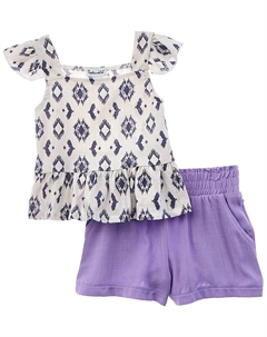 Великолепный комплект из 2 предметов: майка и шорты из льняной смеси, синий Splendid