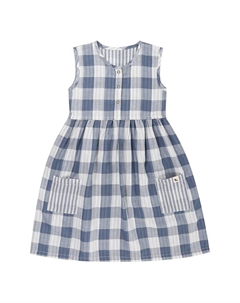 Морской клетчатый реверсивный сарафан, синий Turtledove london