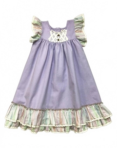 Девчачье винтажное платье в цвете Женевьева Лавандовый Little prim