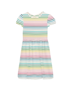 Платье для девочки с расклешенными рукавами и карманами в полоску Happy Stripe, Pockets In Happy Stripe Kickee