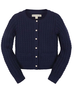 Хоуп энд Хенри классический кардиган с косой, синий Hope & henry