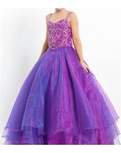 Пышное бальное платье из органзы с лифом, расшитым бисером, фиолетового цвета Rachel allan