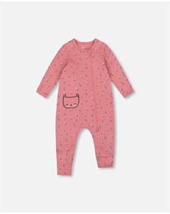 Органический хлопковый комбинезон с молнией Розовый цветочный Deux par deux