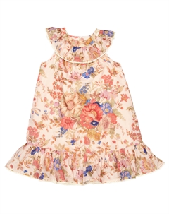 Девочки Август Цветочный принт Хлопковое платье, кремовый Zimmermann