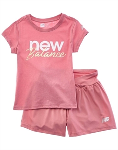 Комплект из футболки и шорт, розовый New balance