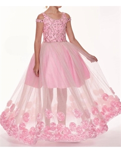 Розовое платье из блестящей 3D тюли Rachel allan