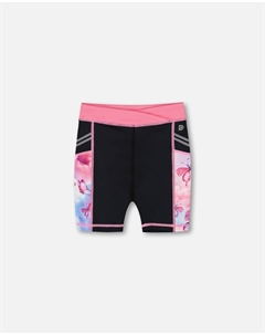 Спортивные байкерские шорты с принтом черного, розового и разноцветных бабочек Deux par deux