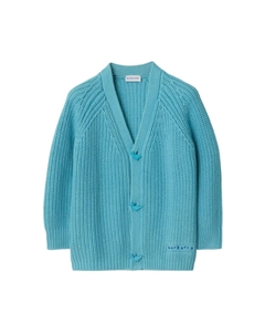 Кардиган с V-образным вырезом и вышивкой логотипа Kids, синий Burberry