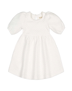 Хоуп & Генри Платье с буфами и стежкой, белый Hope & henry