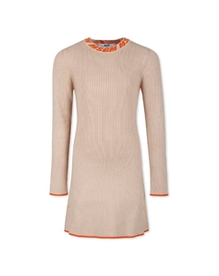 Девичье ребристое платье с длинными рукавами, Biscotto/Biscuit Msgm