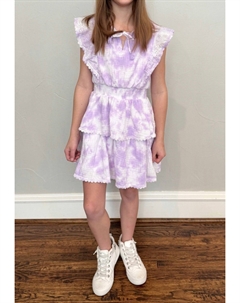 Детское платье с рюшами и эффектом тай-дай в лавандовом цвете Flowers by zoe
