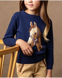 Свитер с интарсией, синий Hope & henry