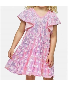 Платье для девочки с пайетками и пышными рукавами в розовом цвете Baby sara