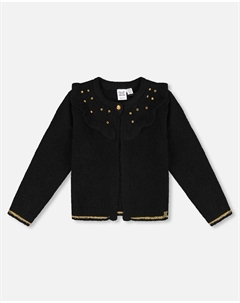 Вязаный кардиган с камнями Черный Deux par deux