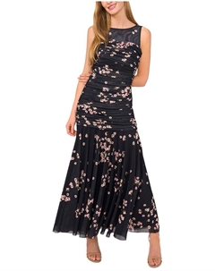 Тед Бейкер Сборчатое Сетчатое Притальное Макси Платье, черный Ted baker london