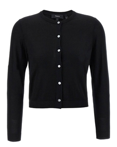 Шерстяной укороченный кардиган, черный Theory