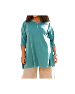 Джерси Хенли туника с рукавом 3/4 - плюс в изумрудно-зеленом On the plus side