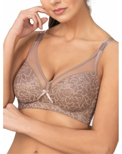 Элегантный кружевной бюстгальтер с застежкой на спине в цвете какао, Cocoa Siluets
