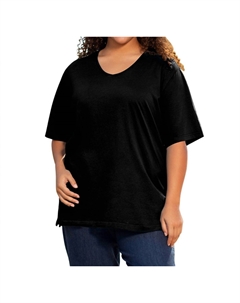 Футболка с V-образным вырезом и коротким рукавом - Plus в черном цвете On the plus side