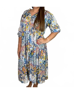 Принтованное макси-платье плюс сайз в синих оттенках Umgee