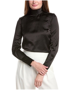 Атласный топ с воротником-стойкой, черный St. john