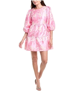 Флора Биа NYC Аллан Жаккардовое Мини-платье, розовый Flora bea nyc