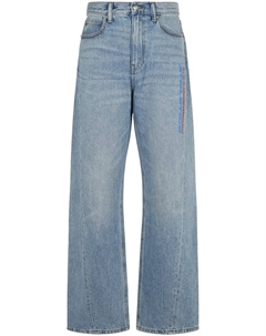 Джинсы-бананы с сетчатой спинкой и логотипом, синий Alexander wang