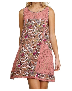 Платье без рукавов с узором пейсли и кружевом в цвете мове, лиловый Umgee