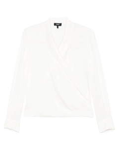 Белая шелковая блузка с перекрестным вырезом Theory