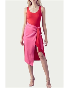 Цветной миди-сарафан с запахом в красно-розовой гамме Fore