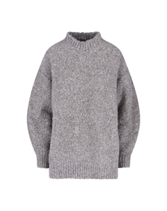 Свободный свитер с высоким воротником, резинкой по низу и спущенными плечами, серый Isabel marant