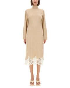 Вязаное платье с кружевной отделкой по подолу, Neutrals Fabiana filippi