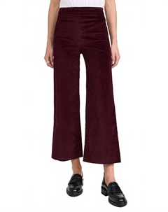 Укороченные бархатные брюки-клеш цвета бордо Frame