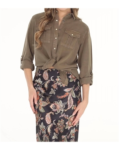 Рубашка с длинным рукавом из тенсела с застежкой на пуговицы, оливковая Paparazzi