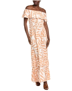 Платье макси с открытыми плечами, коричневый Ipponelli