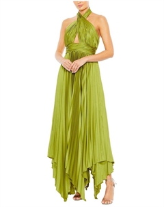 Платье с плиссировкой и асимметричным кроем, зеленый Mac duggal