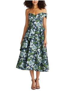 Тиа Татум Пелум А-Лайн Миди Платье, синий Theia