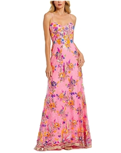 Платье с цветочными пайетками и кружевом с декольте сердце, розовый Mac duggal