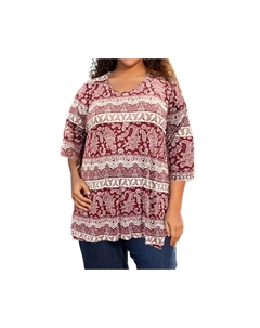 Принтованная туника Matsin - плюс в бордовом и слоновой кости On the plus side