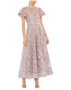 Вышитое платье силуэта А-силуэт, фиолетовый Mac duggal