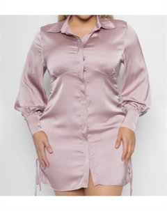 Розовое атласное платье с драпировкой Curvy Curve market