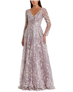 Платье с вышивкой из кружева и иллюзией обертывания, фиолетовый Mac duggal