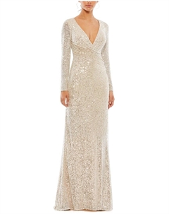 Блестящее платье-колонна с запахом, серый Mac duggal