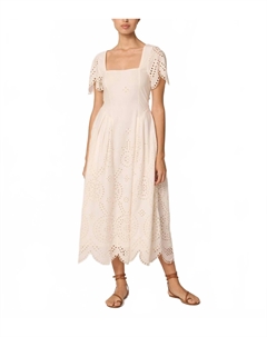 Платье миди Yesenia цвета слоновой кости в ажурную клетку Cleobella