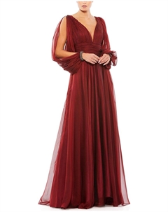 Шифоновое платье А-силуэта с открытыми рукавами, красный Mac duggal