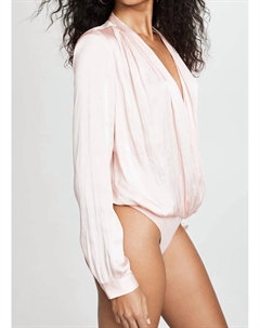 Севилья боди с V-образным вырезом и длинными рукавами в розовом цвете Paige