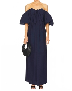 Платье макси Reyna с открытыми плечами в темно-синем цвете Caroline constas