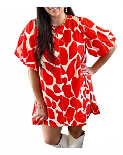 Платье с абстрактным принтом в двух оттенках красного и оранжевого Umgee